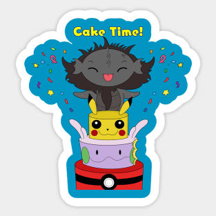 Chibi Dragon Birthday Cake Sticker